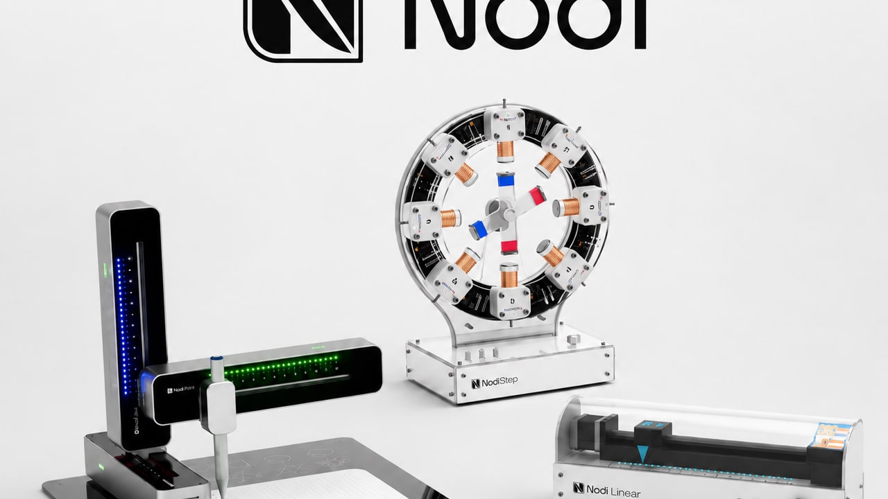 Students working with Nodi engineering hardware in a STEM classroom