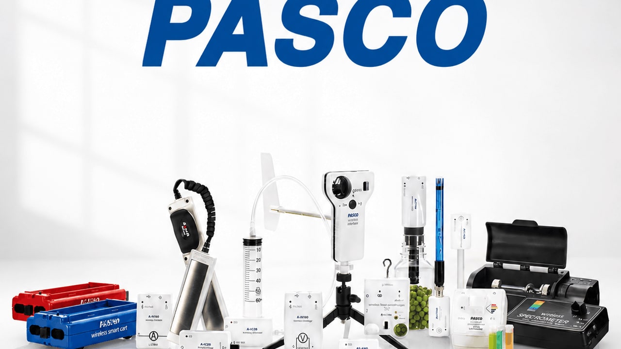 Pasco sensors and lab equipment used for hands-on science experiments